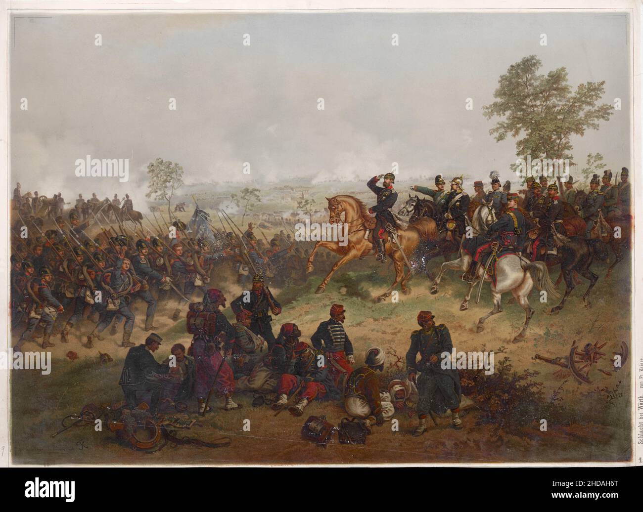 Gravure de la bataille de Wörth le 6 août 1870.1872 la bataille de Wörth, aussi connue sous le nom de la bataille de Reichshoffen ou de la bataille de Frœschwille Banque D'Images