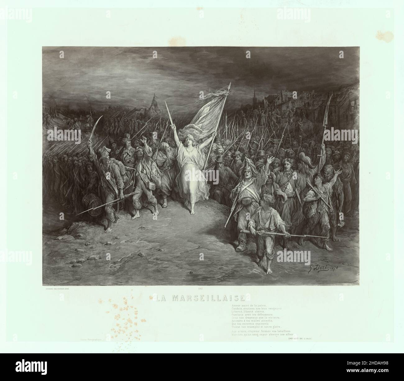 Gravure de la guerre franco-prussienne : Marseillaise.1870 Desined par Gustave doré Banque D'Images