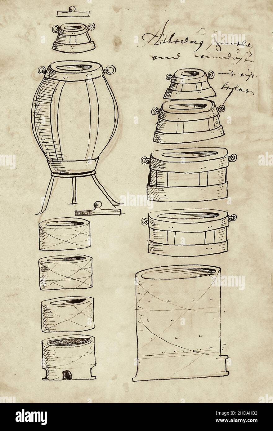 Les illustrations du siècle 16th du livre sur Alchemy.Par Hans Kilian, 1555 Banque D'Images