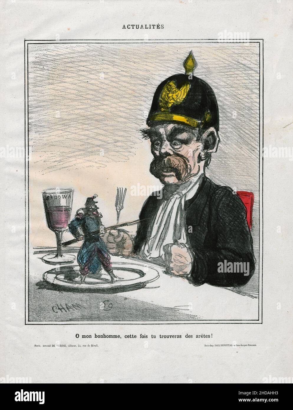 Affiche de propagande anti-prussienne française de la période de guerre franco-prussienne (1870-1871): O mon homme, cette fois vous trouverez des arènes!1870 Banque D'Images