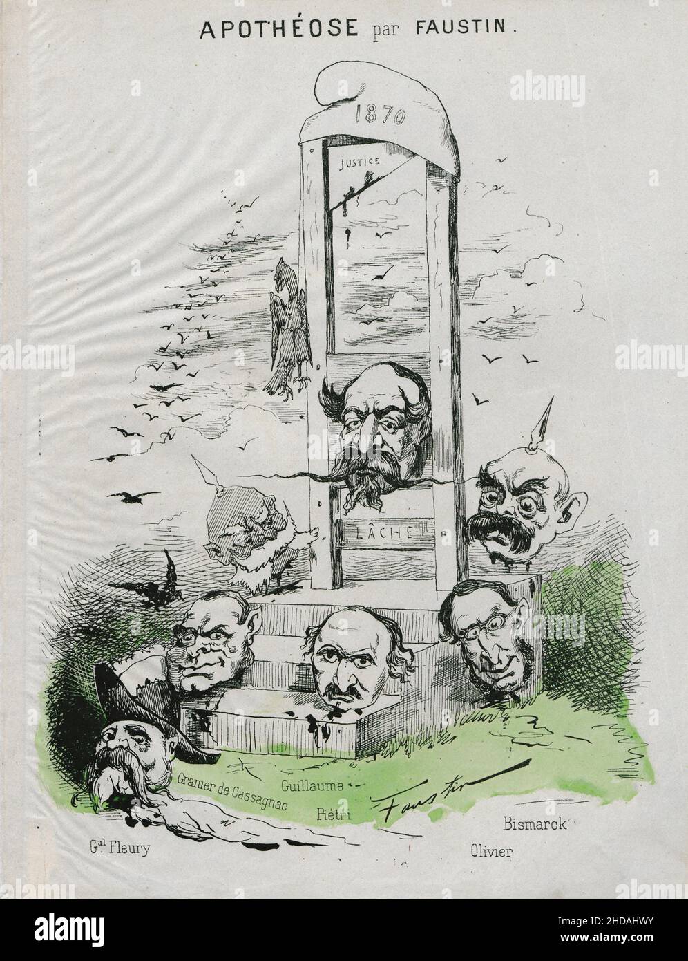 Une caricature anti-guerre française vintage de la guerre franco-prussienne : apothéose.1870 Banque D'Images