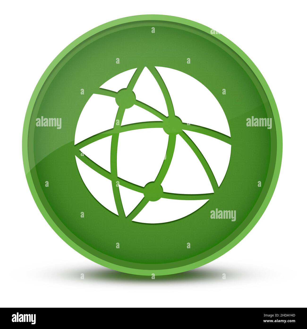 Technologie mondiale ou réseau social luxueux bouton rond vert brillant illustration abstraite Banque D'Images