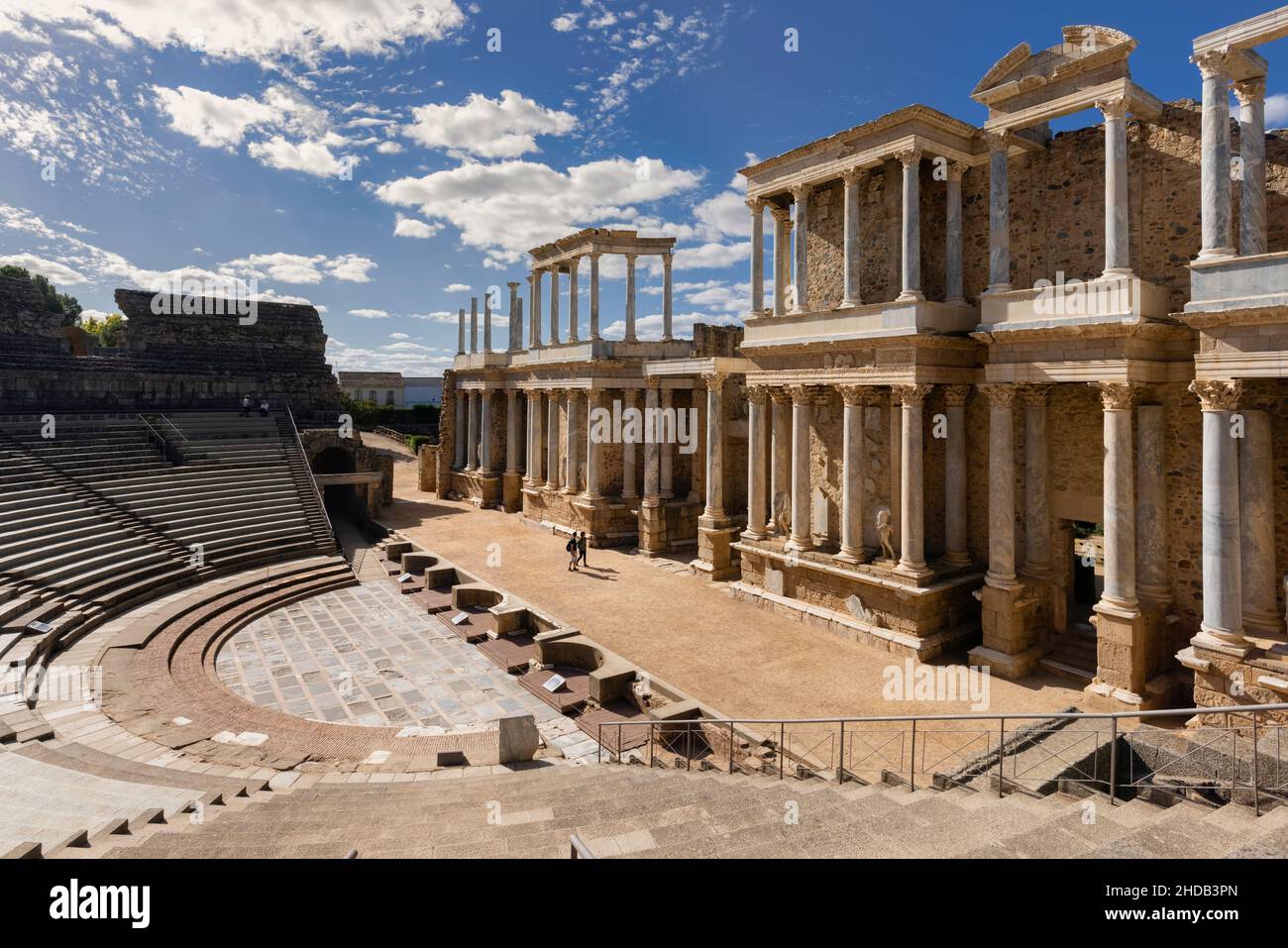 Théâtre romain, Merida, province de Badajoz, Estrémadure, Espagne.Le théâtre a été construit à l'origine dans les années 16 à 15 av. J.-C.L'Ensem archéologique Banque D'Images