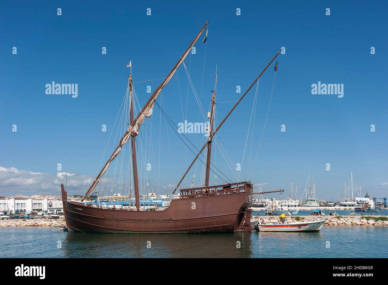 Réplique de la Caravelle Boa Esperanca, Lagos, Algarve, Portugal, Europe Banque D'Images