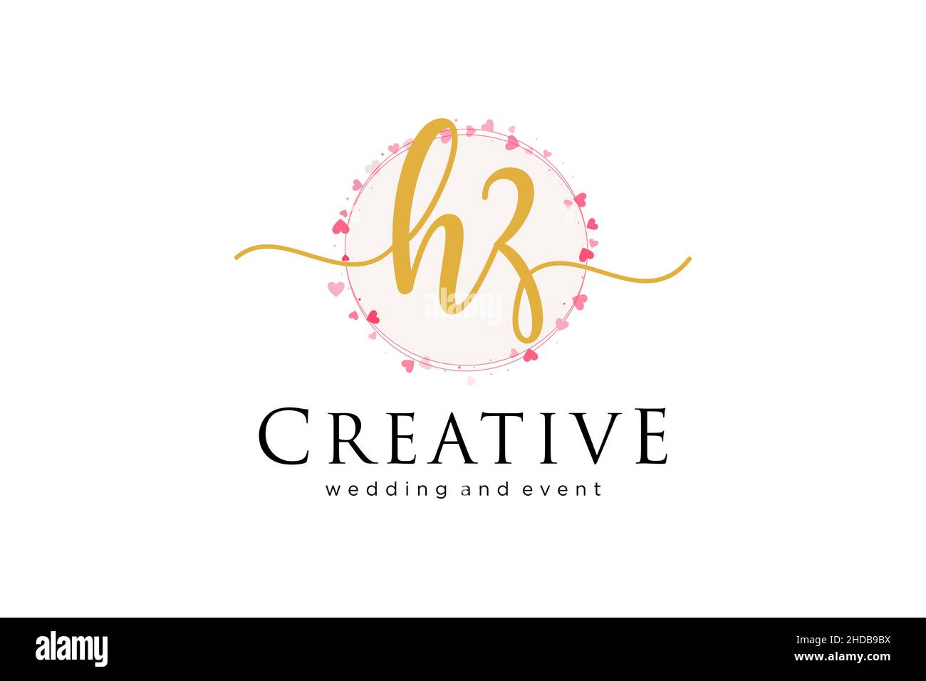 LOGO HZ féminin.Utilisable pour le logo pour la mode, la photographie, le mariage, la beauté, les affaires.Elément de modèle de logo Flat Vector. Illustration de Vecteur