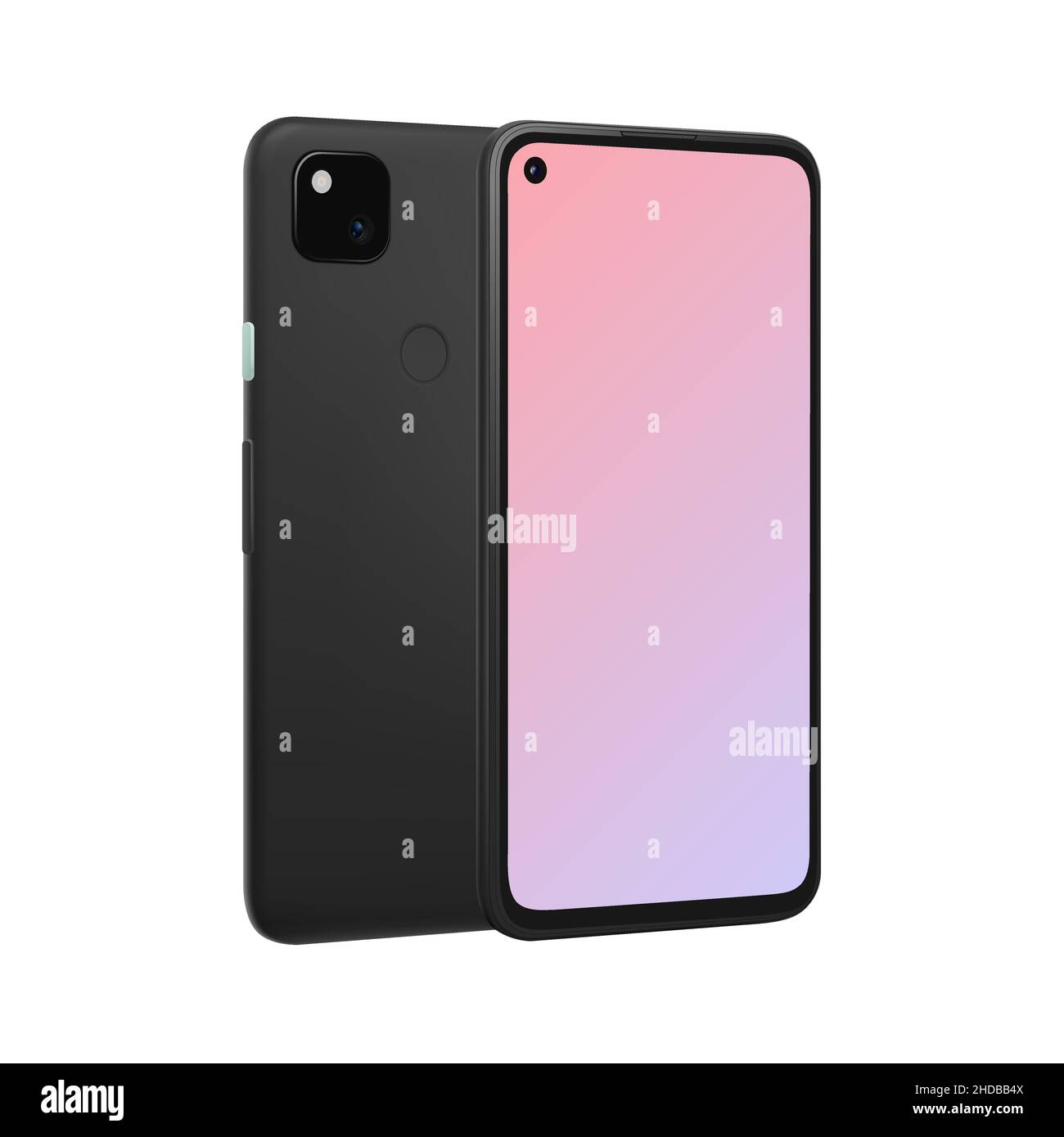 Téléphone mobile isolé Pink 3D.Maquette de pixel réaliste pour smartphone.Vue avant et vue arrière..Illustration vectorielle Illustration de Vecteur