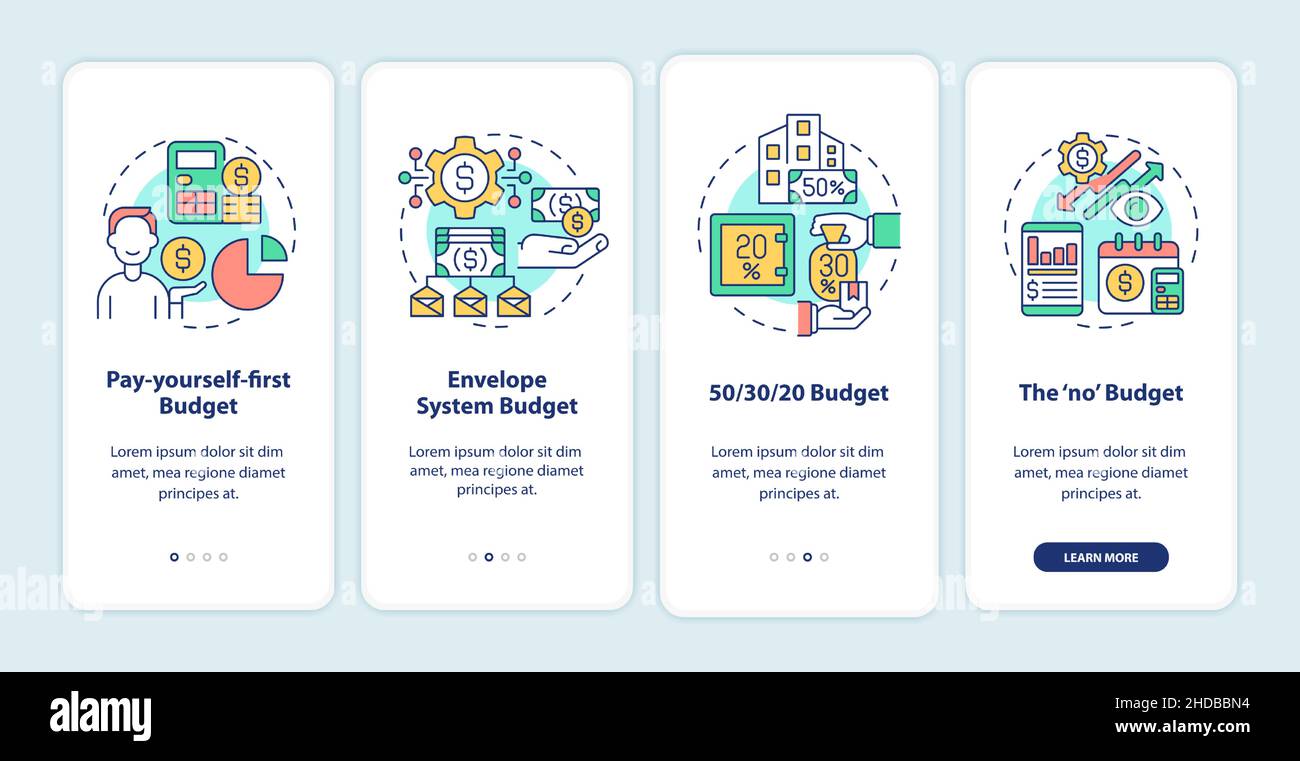 Approche budgétaire de l'écran de l'application mobile d'intégration Illustration de Vecteur