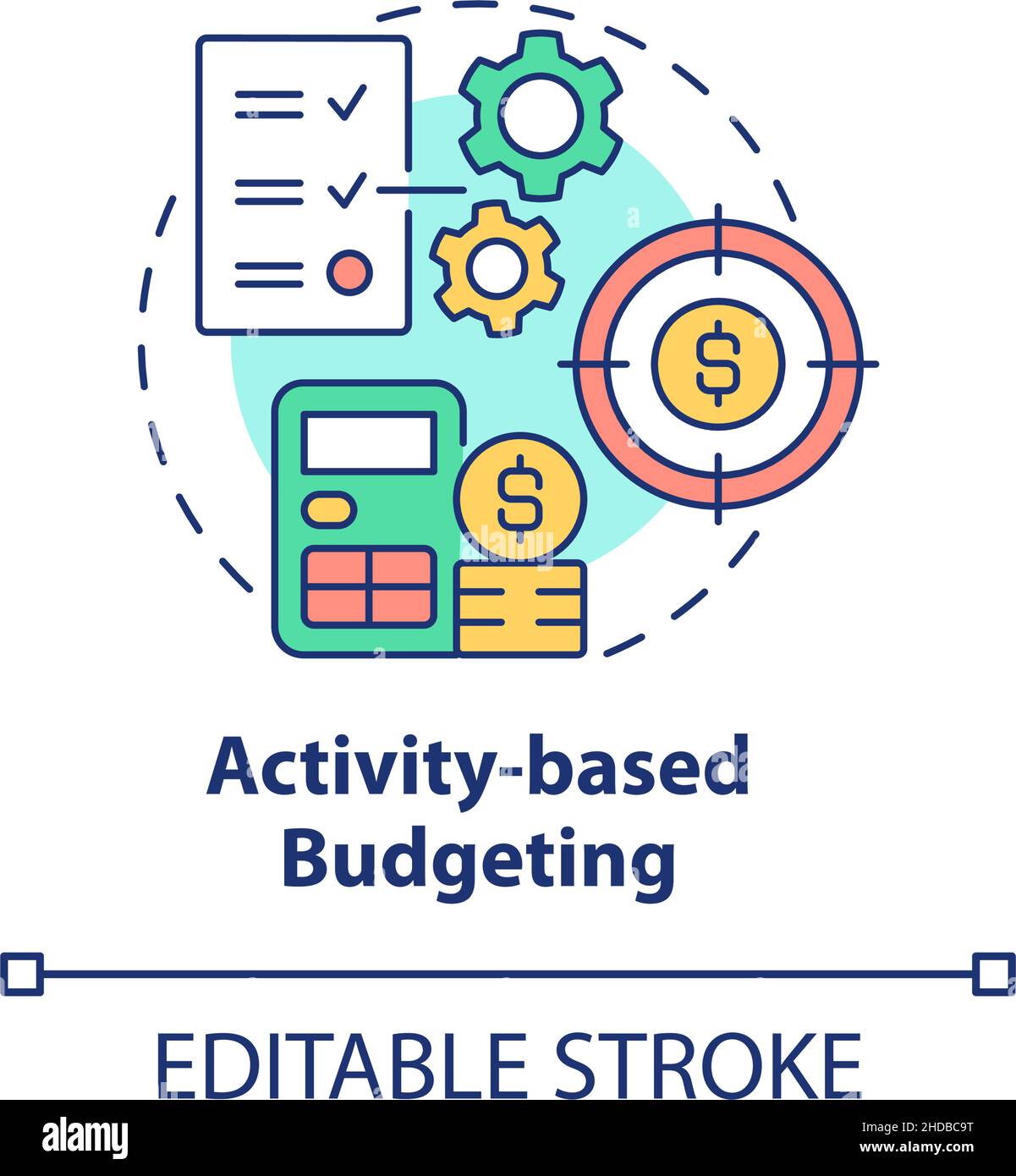 Icône de concept de budgétisation basée sur les activités Illustration de Vecteur