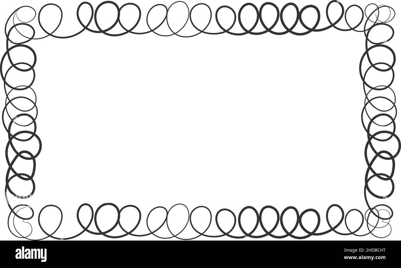 Bordure de texte curly.Châssis vide à main levée griffonne Illustration de Vecteur