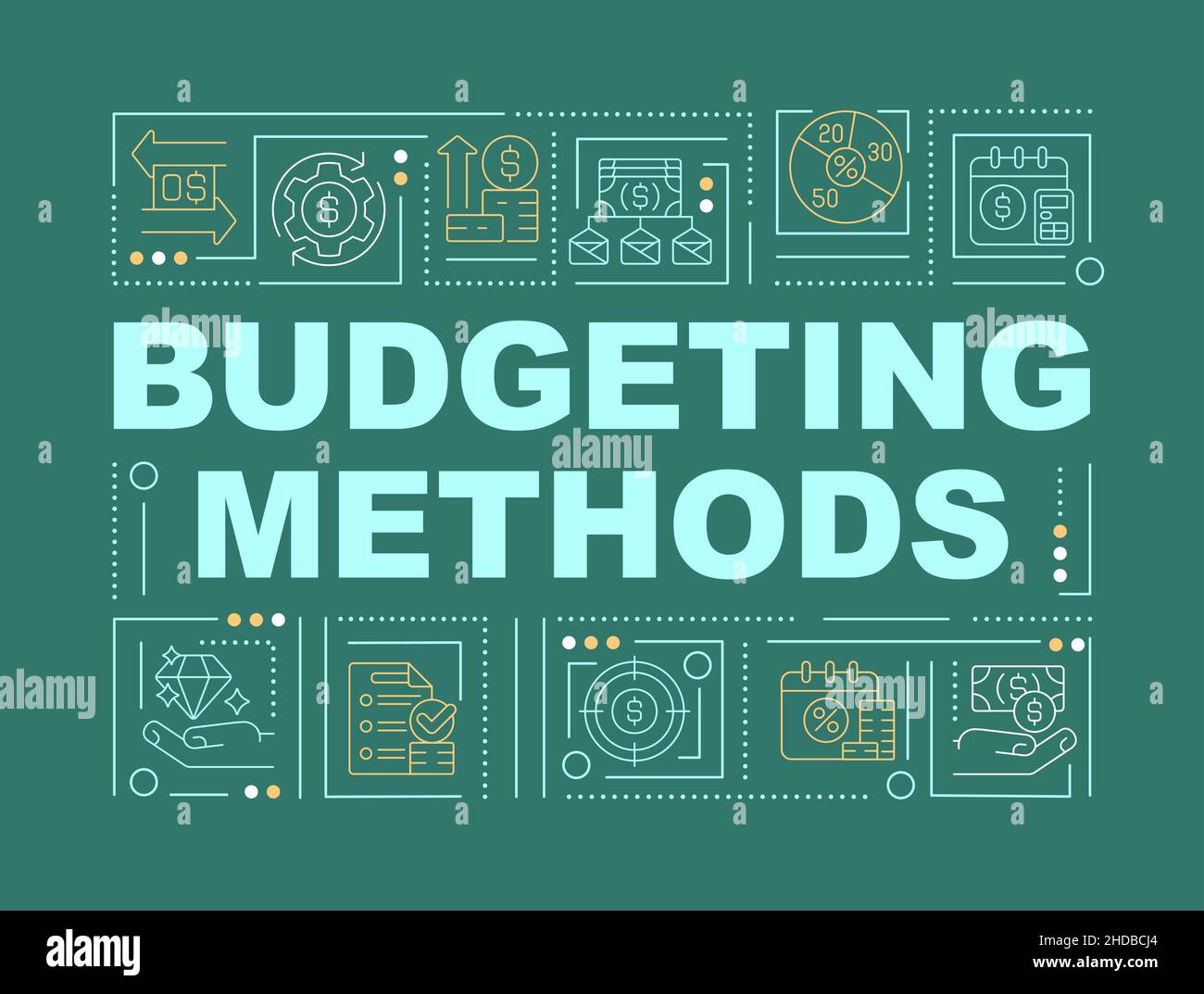 Approche budgétaire concept mot bannière verte Illustration de Vecteur