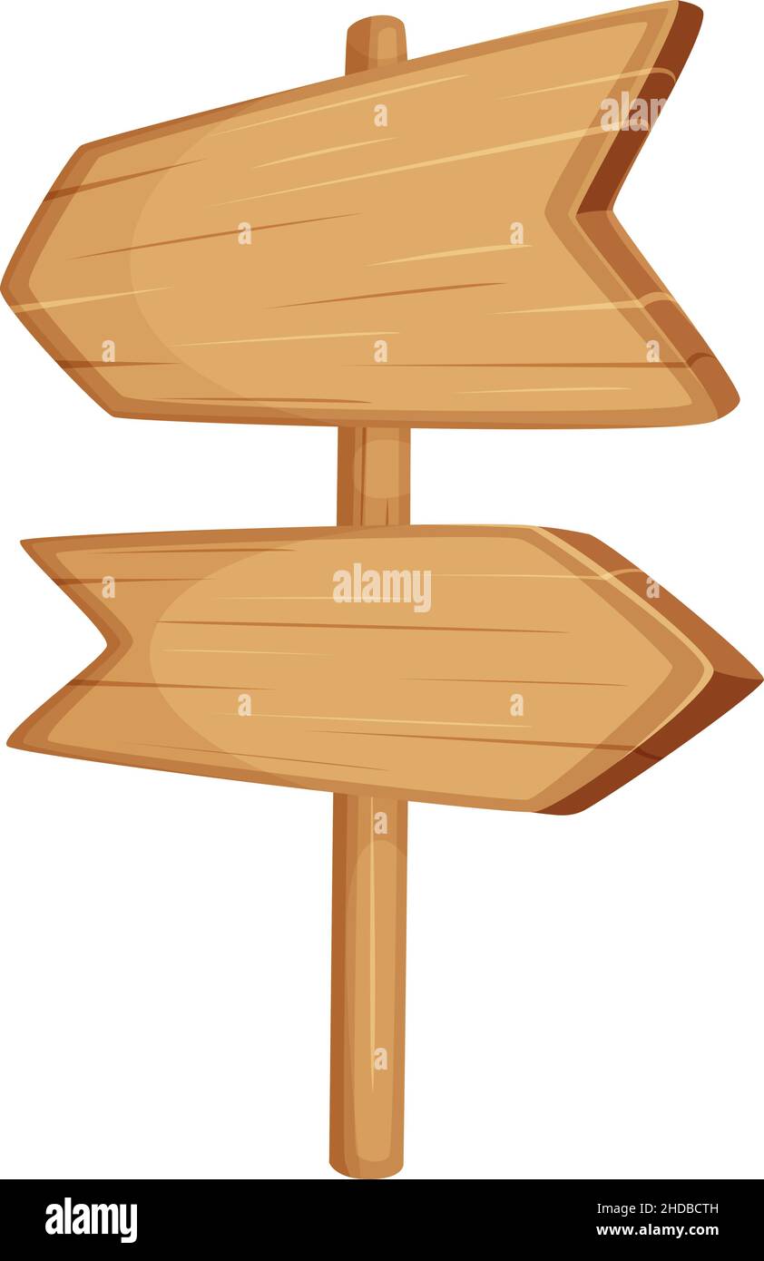 Panneau en bois.Pointeurs en bois dans le style de jeu de dessin animé Illustration de Vecteur