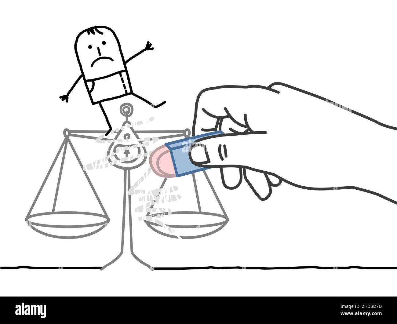 Main dessinée grande main, effaçage le symbole de la justice Illustration de Vecteur