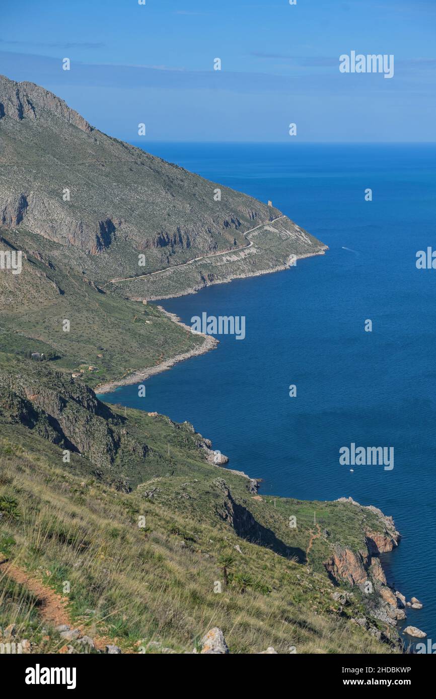 Contrada Uzzo, Küste im Naturschutzgebiet Zingaro, Sizilien, Italien Banque D'Images