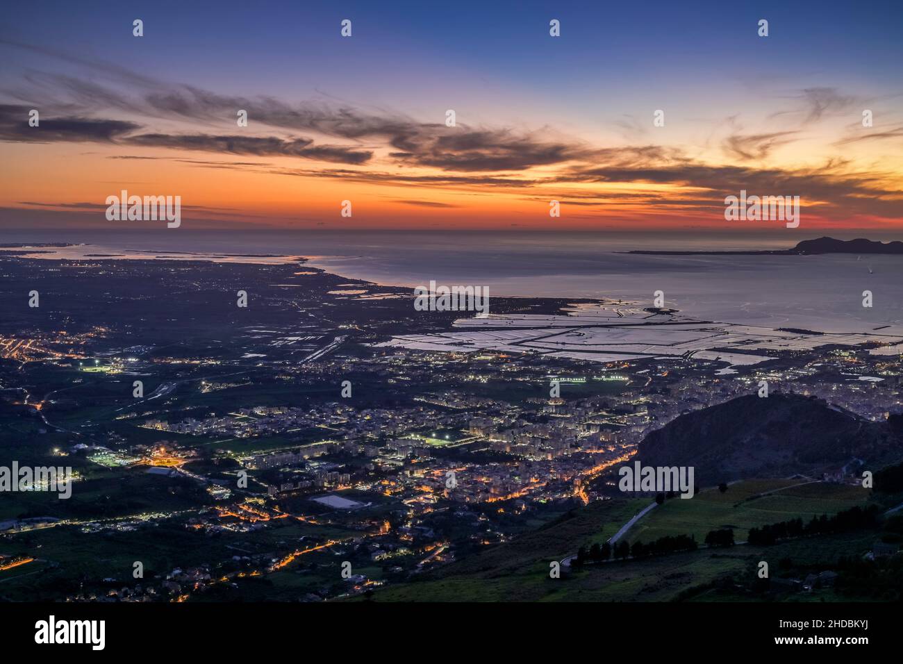 Panorama-Ansicht von Trapani, Sizilien, Italien Banque D'Images