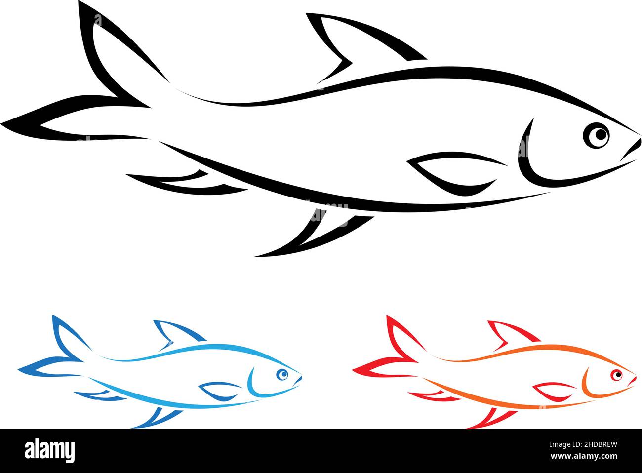 Vecteur de poisson sur fond blanc.Illustration vectorielle superposée facile à modifier. Illustration de Vecteur