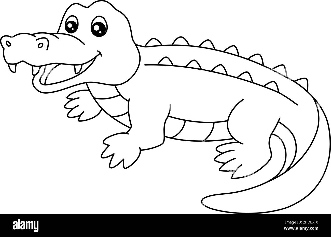 Page de coloration de crocodile isolée pour les enfants Illustration de Vecteur