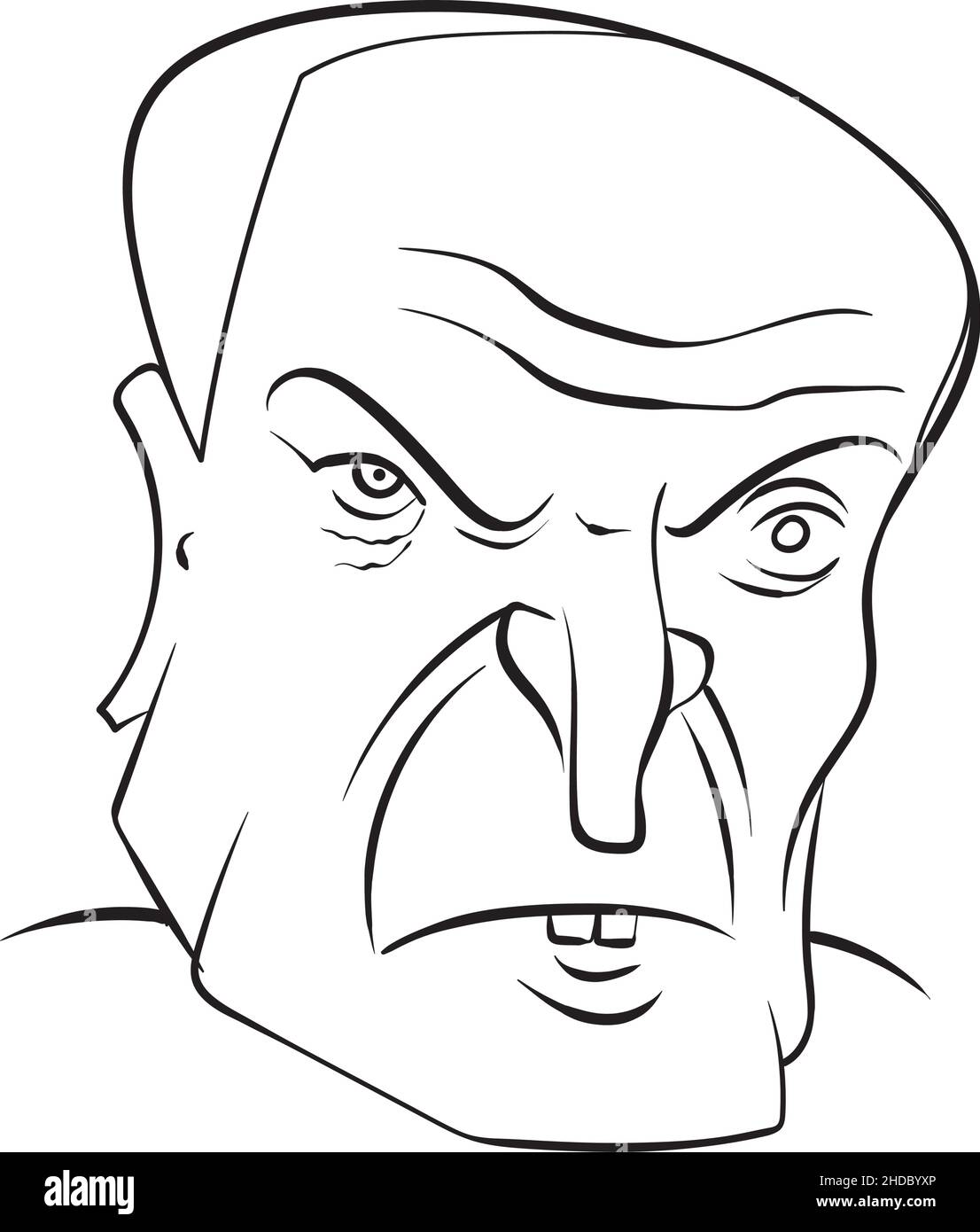 Dessin animé vectoriel portrait graphique noir et blanc d'un homme politique célèbre isolé sur fond blanc.Illustration vectorielle. Illustration de Vecteur