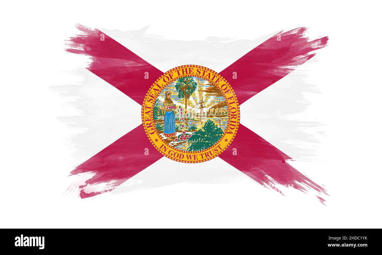 Trait de pinceau de drapeau d'état de Floride, fond de drapeau de Floride Banque D'Images