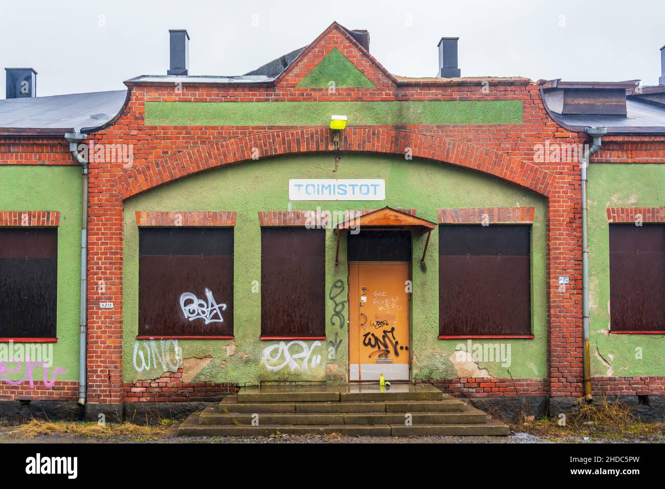 Ancien dépôt de fret par la gare de Tampere en Finlande Banque D'Images