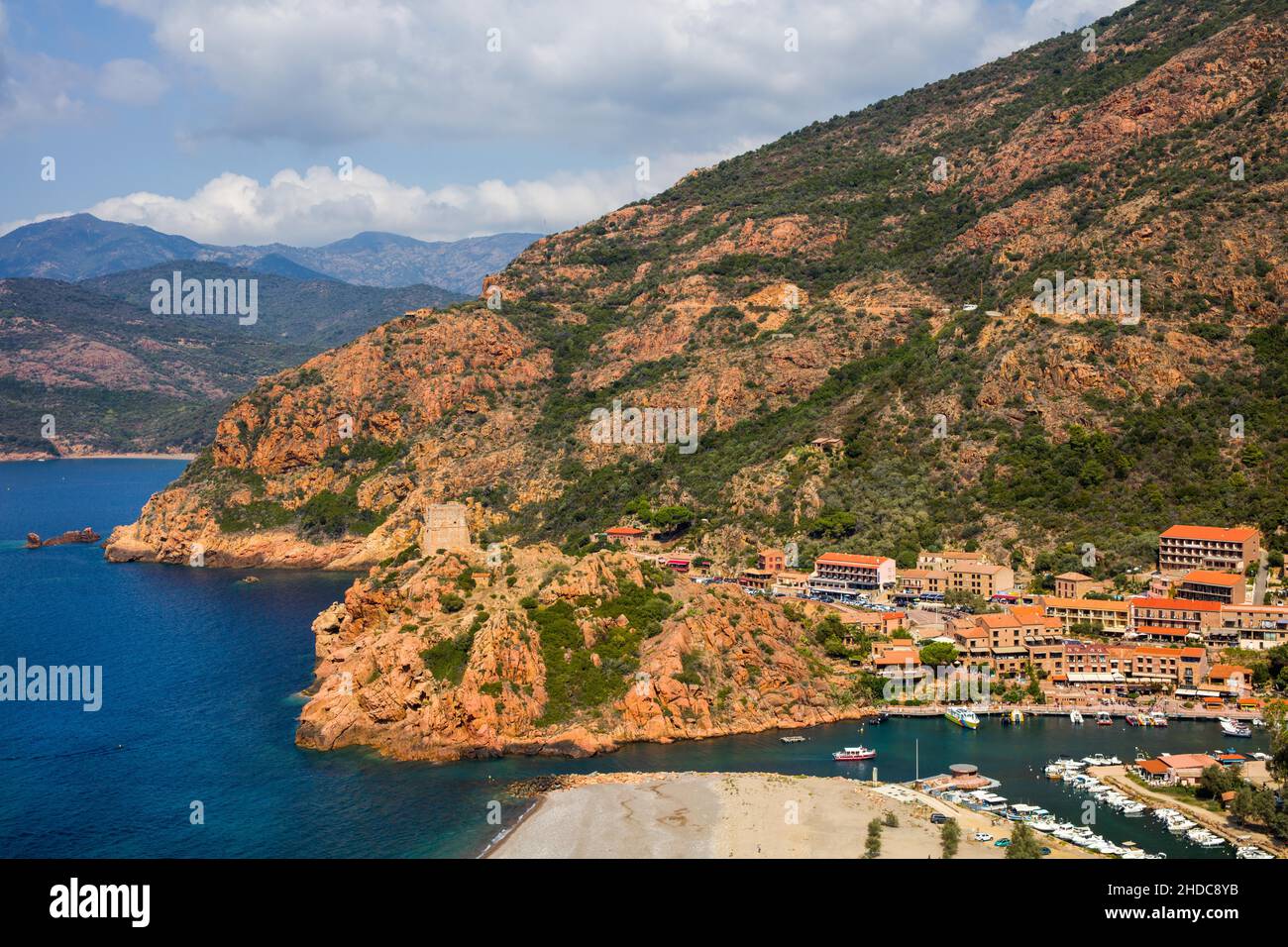 Vue sur le port de Porto, Corse, Porto, Corse, France Banque D'Images