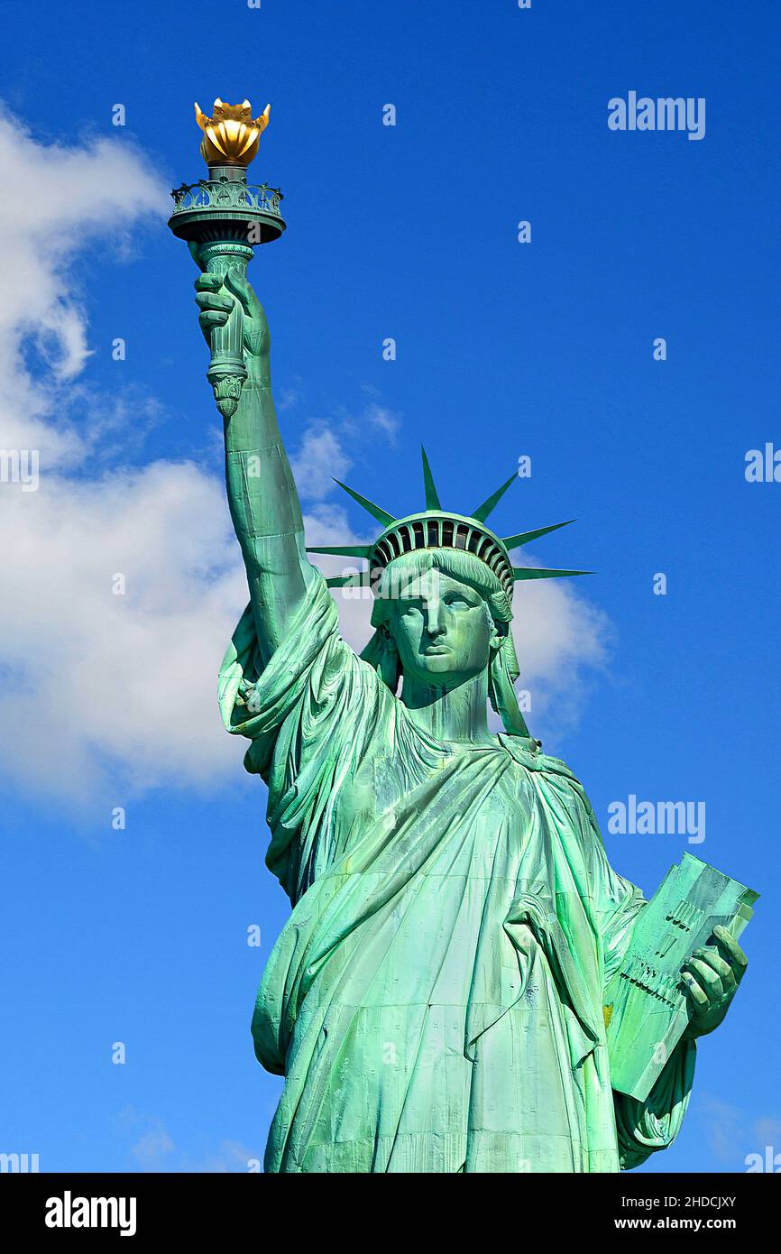 Freiheitsstatue, Lady Liberty, New York, Manhattan, Liberty Island, New Yorker Hafen, Banque D'Images