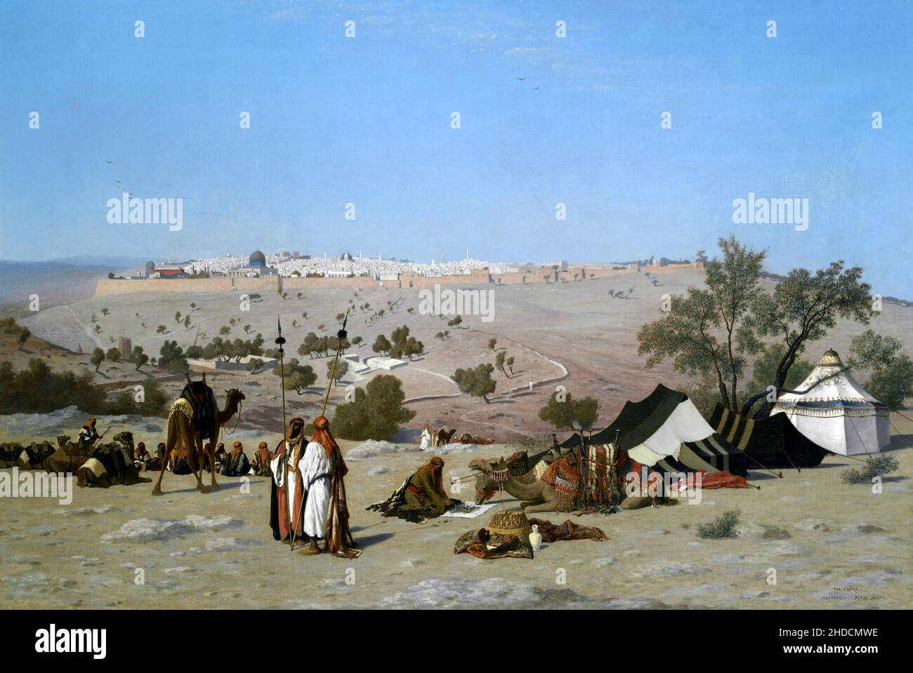 Jérusalem du Mont des oliviers par l'artiste orientaliste français Charles-Théodore frère (1814-1888), huile sur toile, 1880 Banque D'Images