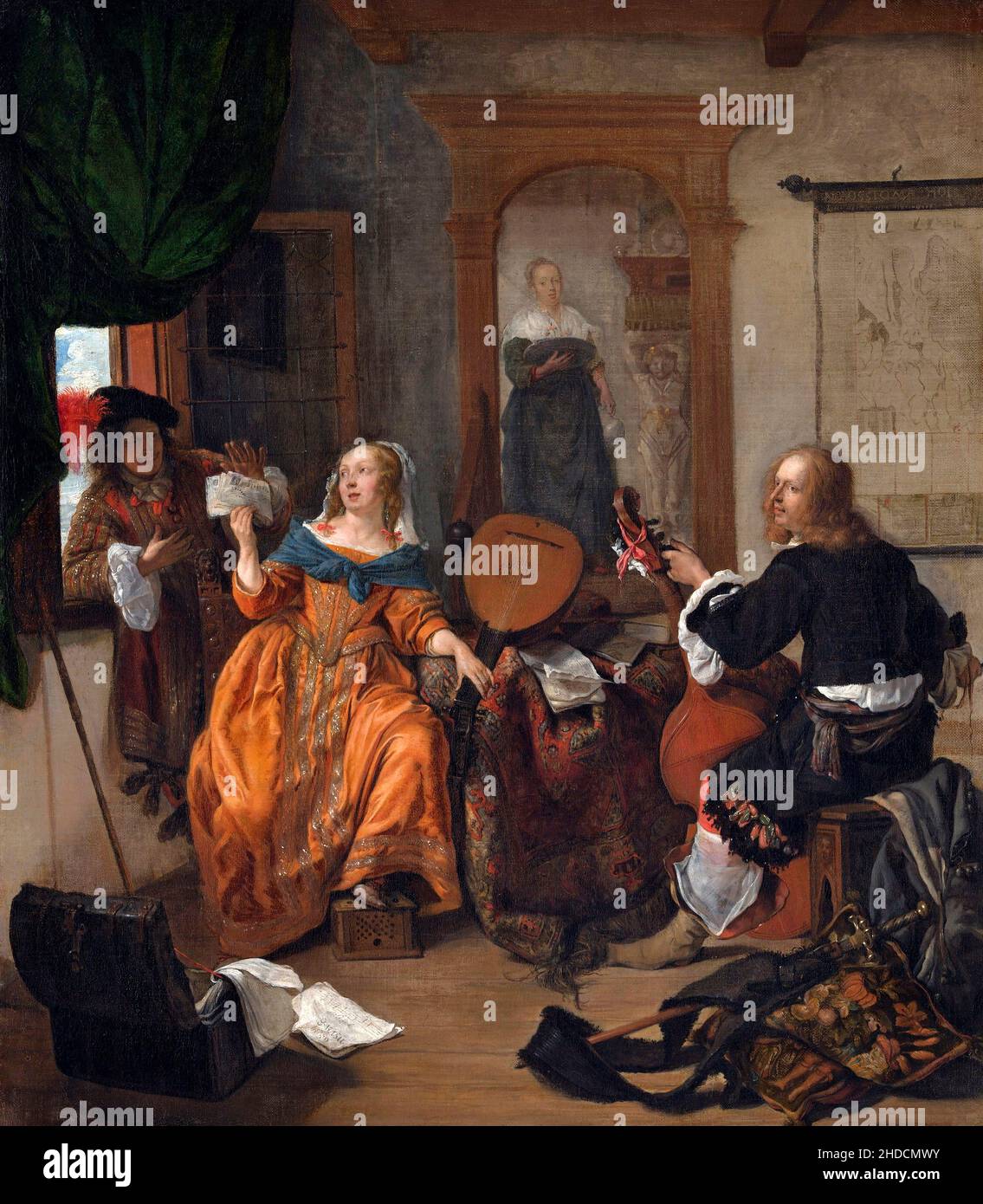Une fête musicale de l'artiste néerlandais Gabriël Metsu (1629-1667), huile sur toile, 1659 Banque D'Images