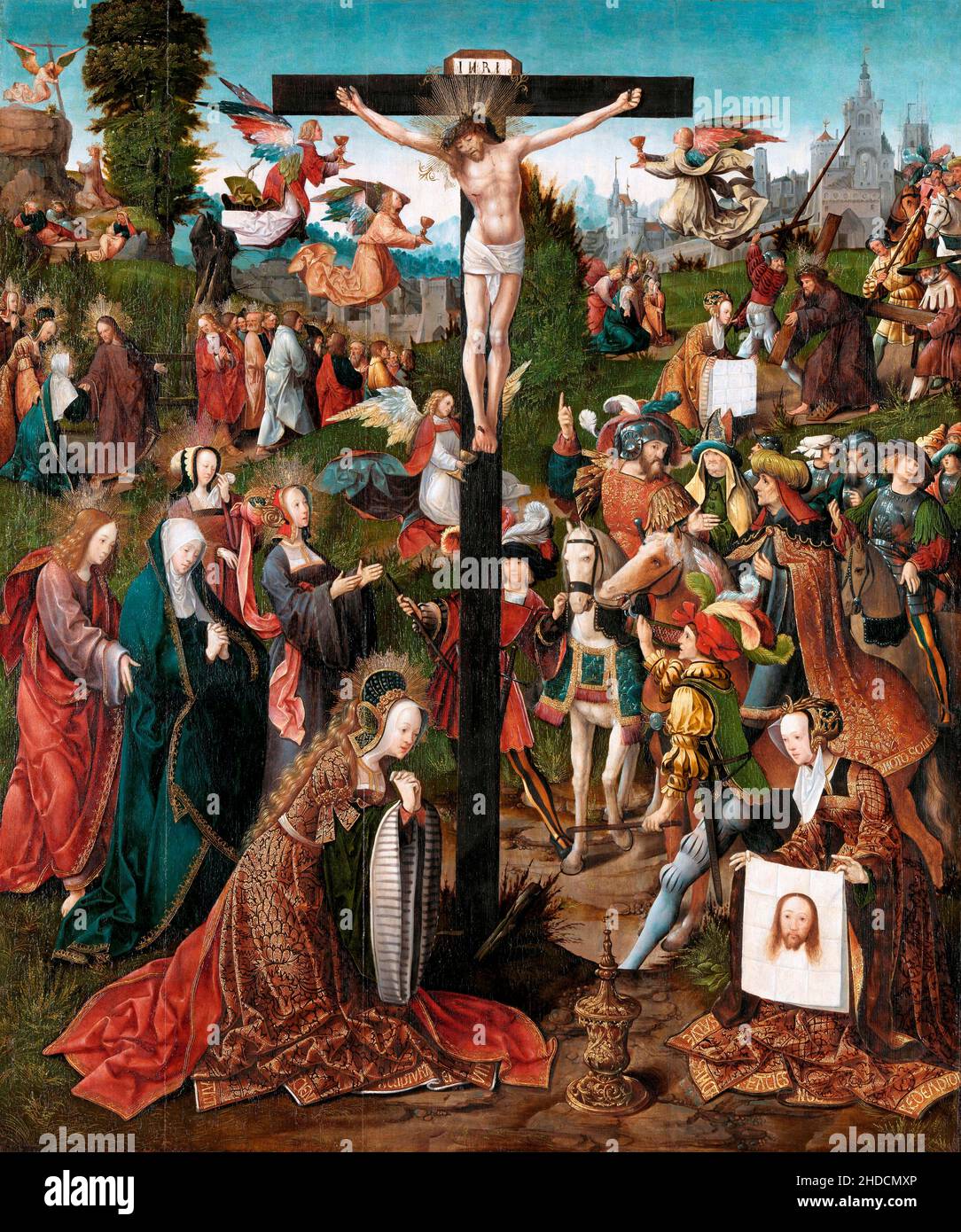 La Crucifixion de l'artiste néerlandais Jacob Corneliszoon van Oostsanen (avant 1470-1533), huile sur panneau, c.1507-10 Banque D'Images