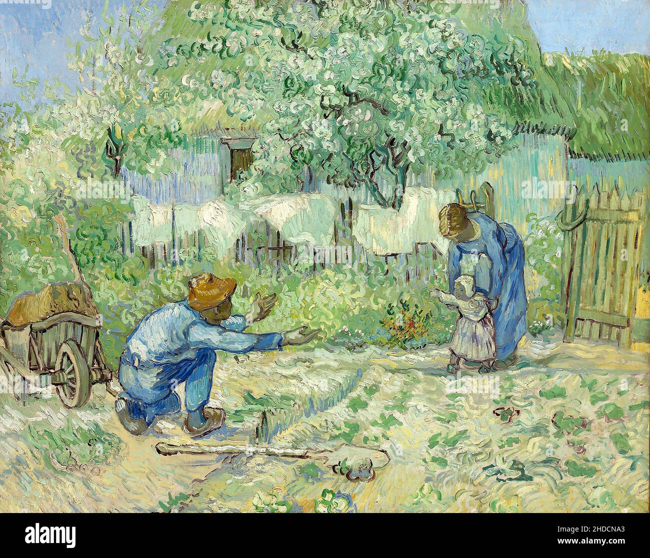 Premiers pas (après millet) par Vincent van Gogh (1853-1890), huile sur toile, 1890 Banque D'Images