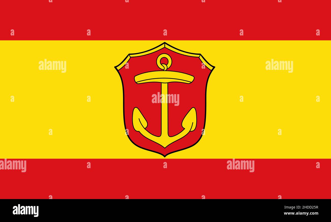 Vue de dessus du drapeau de Ludwigshafen am Rhein .République fédérale d'Allemagne. Pas de mât.Conception de plan, présentation, arrière-plan drapeau Banque D'Images