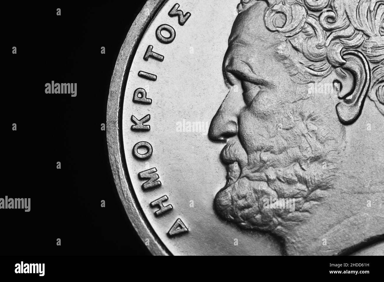 Pièce grecque: Portrait de profil de Democrates à partir de 10 drachma pièce de 2000 Banque D'Images