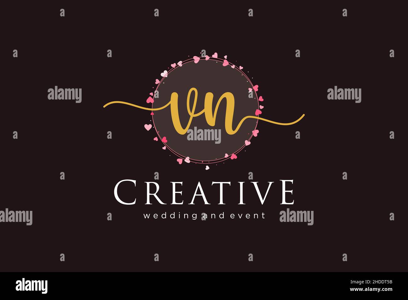 Logo VN féminin.Utilisable pour le logo pour la mode, la photographie, le mariage, la beauté, les affaires.Elément de modèle de logo Flat Vector. Illustration de Vecteur