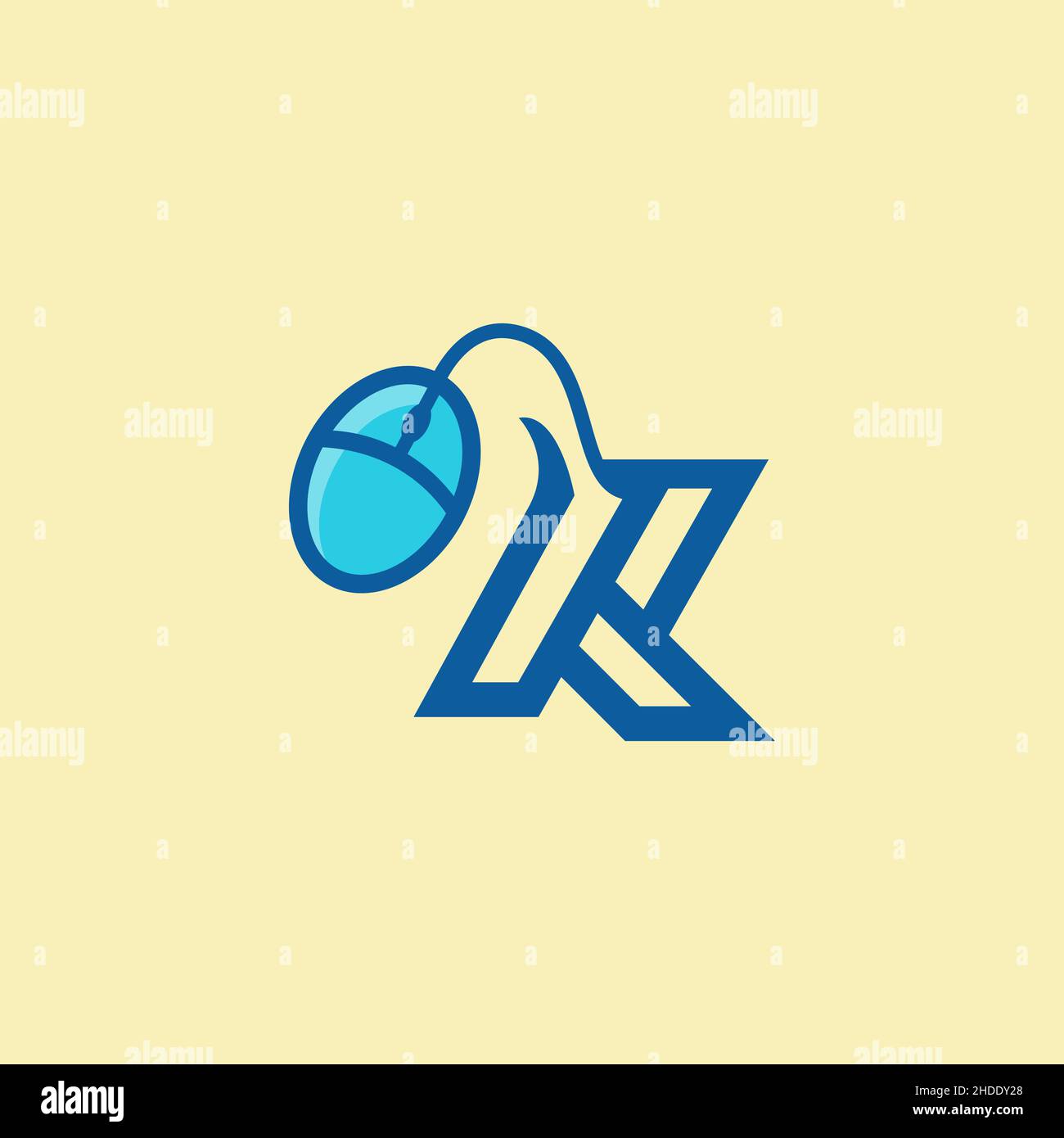 Logo de jeu moderne.Icône de la souris avec forme de K dernière vecteur fond blanc isolé.EPS 10 Illustration de Vecteur