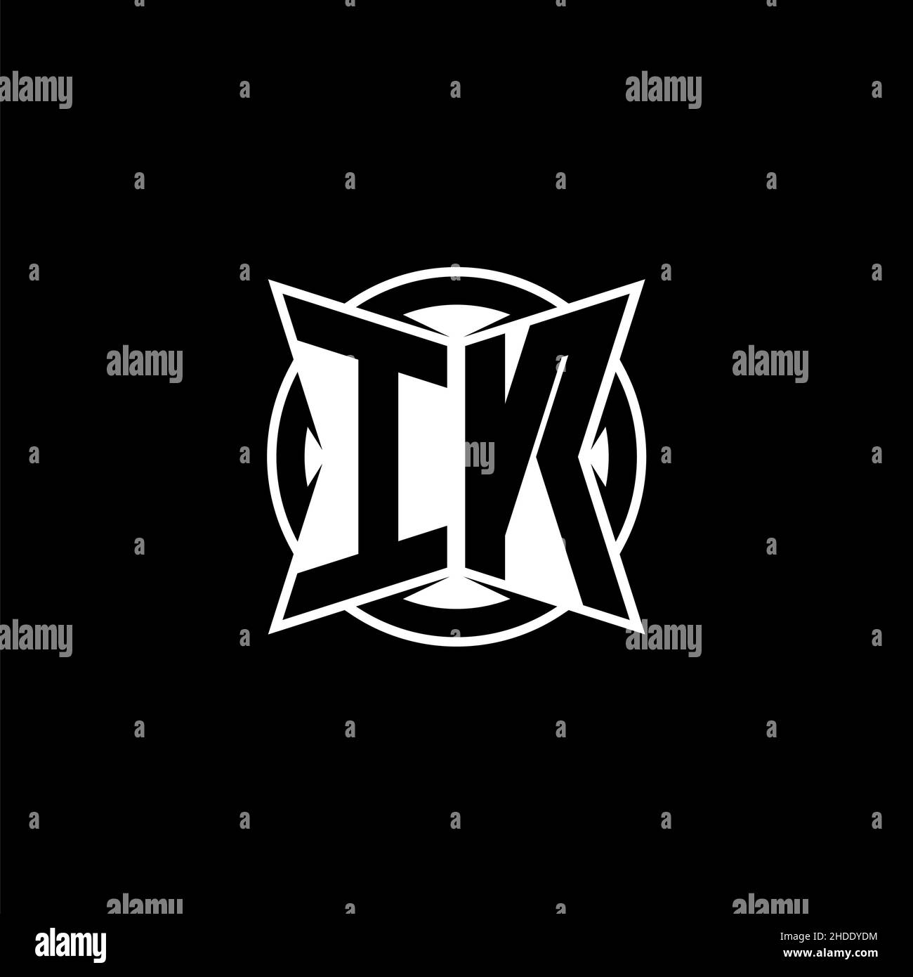 DANS la lettre du logo Monogram avec un design simple de style moderne.Logo rond monogramme. Illustration de Vecteur