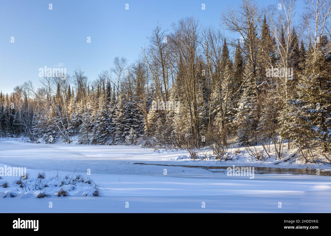 Voie navigable menant au lac Mud dans le nord du Wisconsin. Banque D'Images