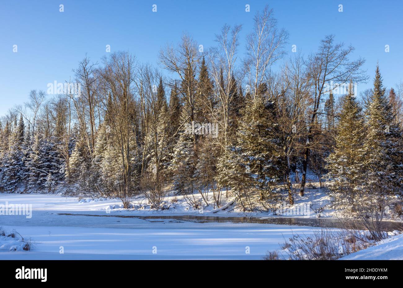 Voie navigable menant au lac Mud dans le nord du Wisconsin. Banque D'Images