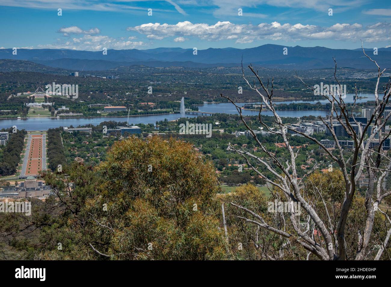 Canberra, TERRITOIRE DE LA CAPITALE AUSTRALIENNE, vue depuis le point de vue de Mount Ainslie. Banque D'Images