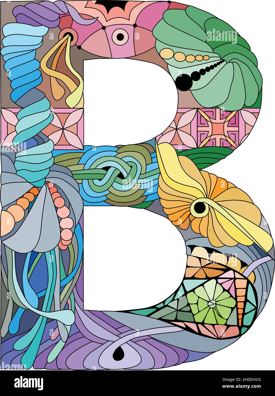 Lettre stylisée de l'alphabet Zentangle - B. illustration vectorielle.Modèle ethnique Illustration de Vecteur