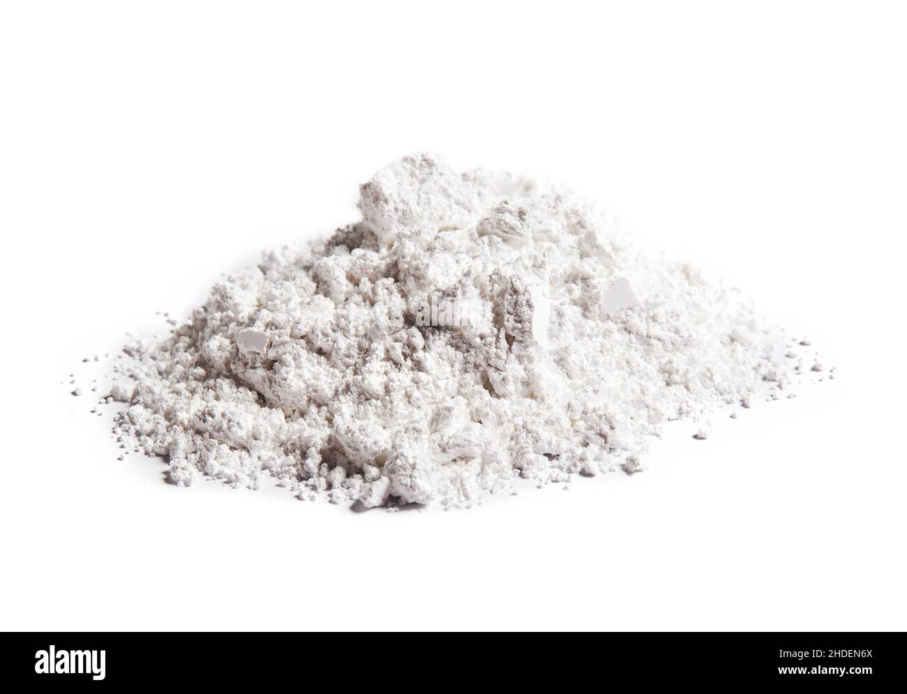 Iodure de zinc ou Zn2 iodure, poudre blanche.Composé chimique de zinc et d'iode isolé sur fond blanc Banque D'Images