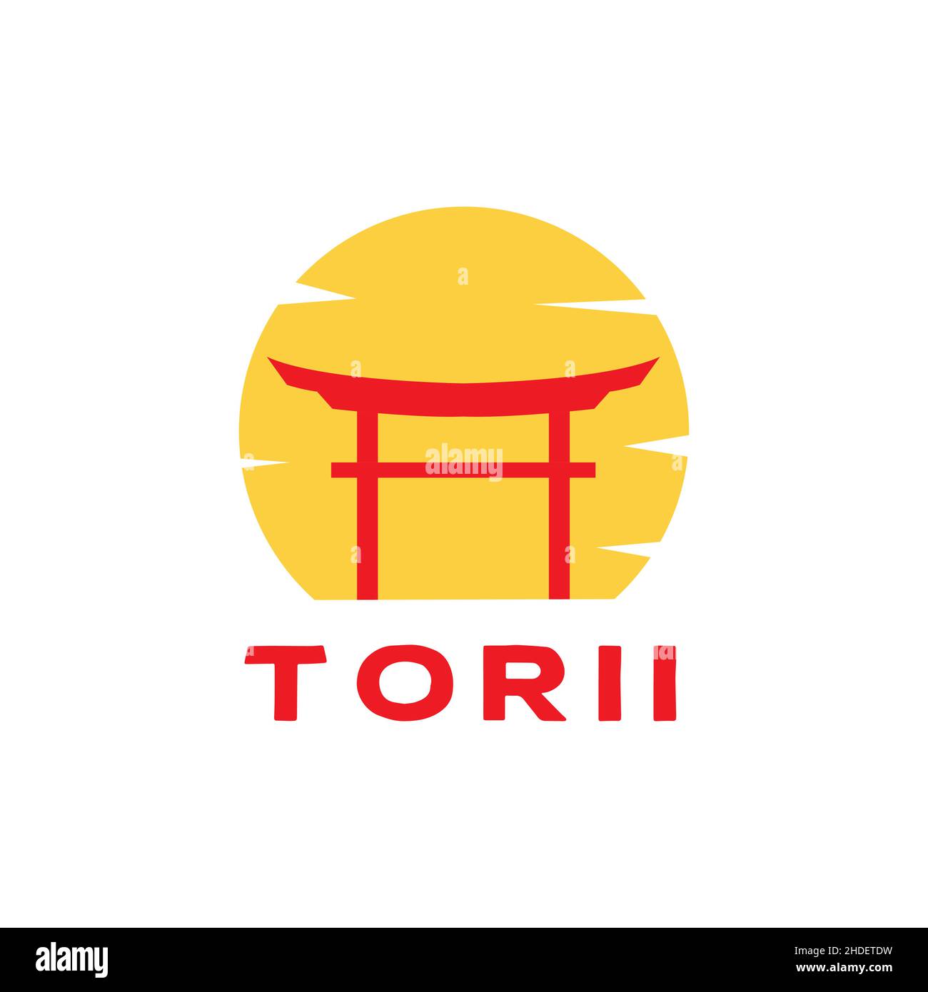rouge torii porte japon avec coucher de soleil logo design vecteur graphique symbole icône illustration idée créative Illustration de Vecteur