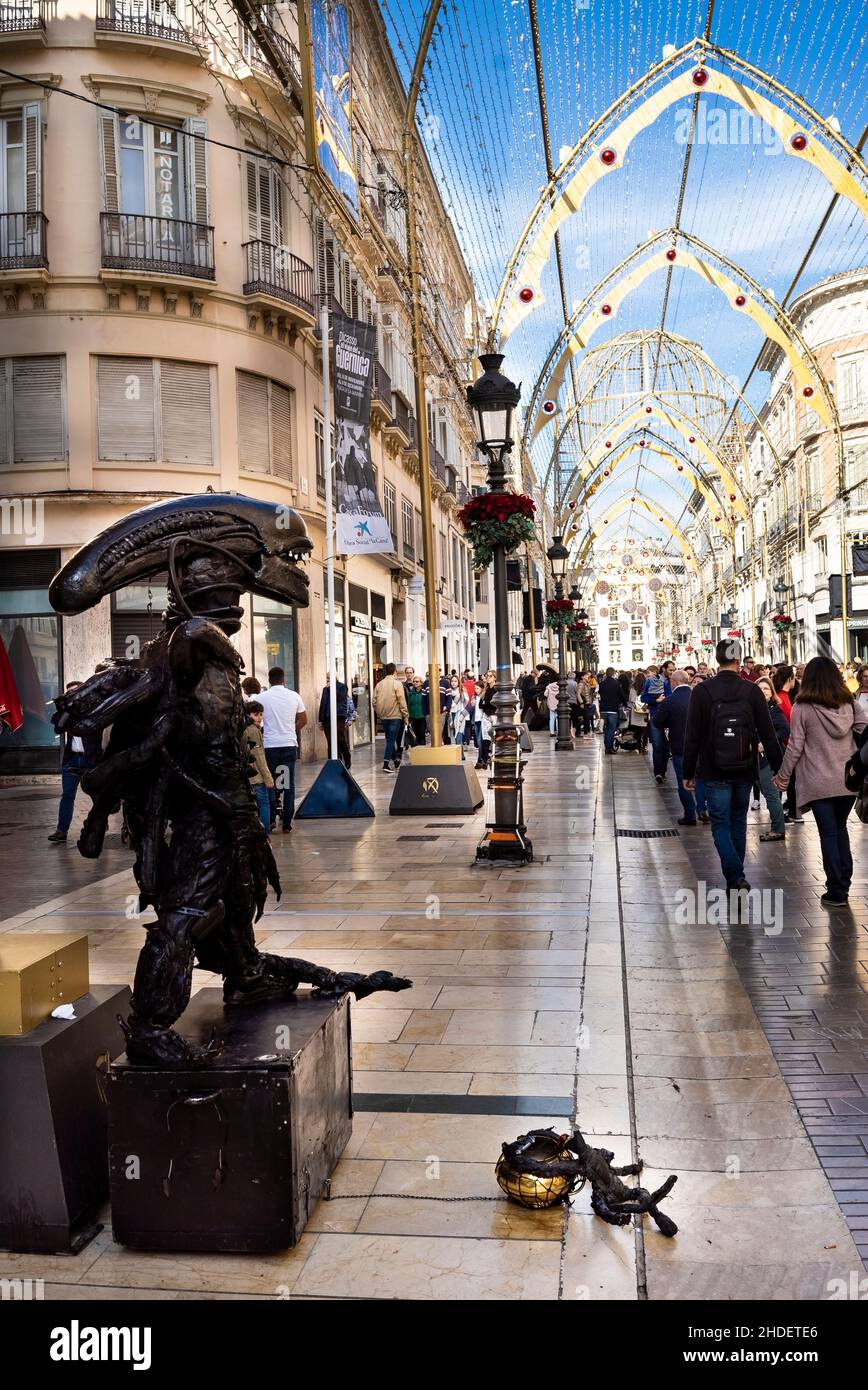 Statue humaine à Malaga, Andalousie, Espagne Banque D'Images