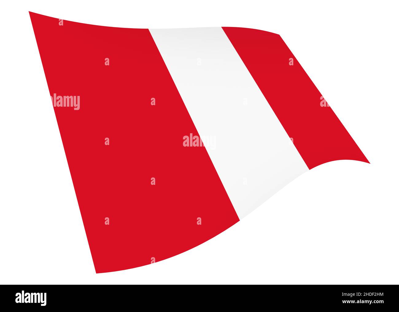 Drapeau péruvien graphique isolé sur blanc avec le chemin d'écrêtage 3D illustration Banque D'Images