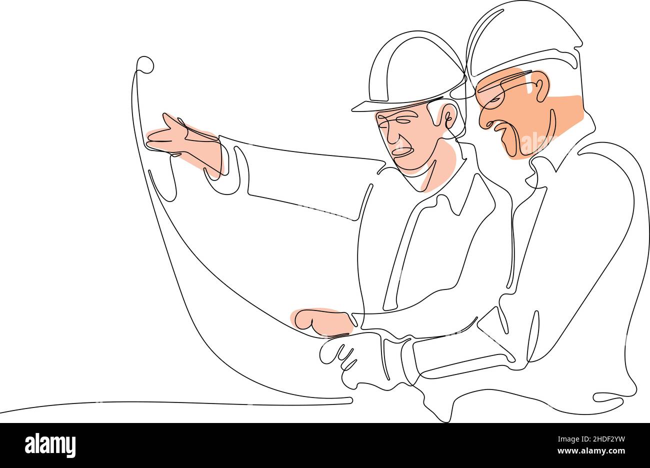 Dessin continu de l'employé avec une tablette Illustration de Vecteur