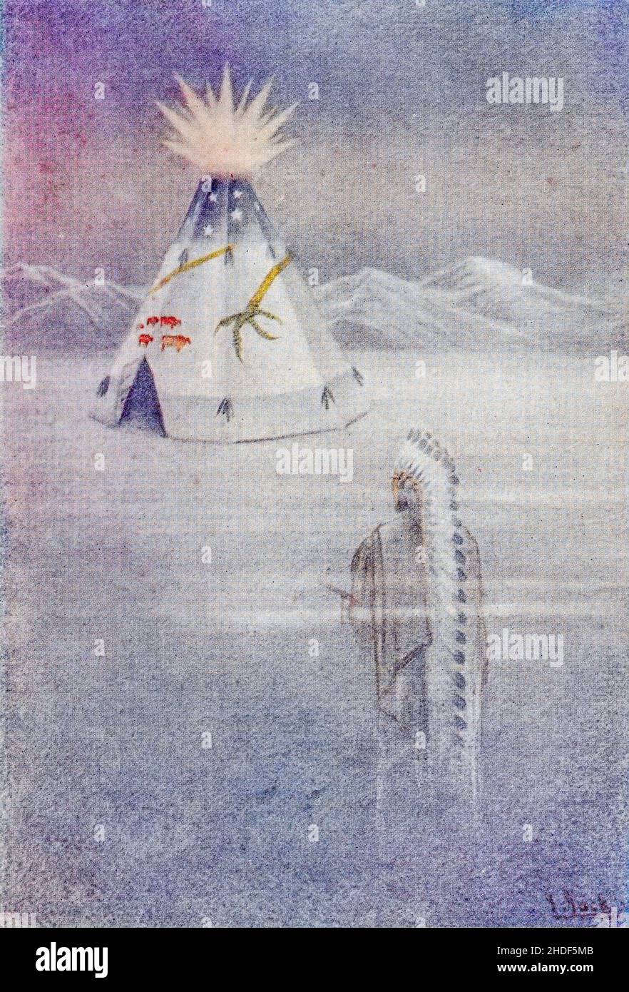 Il a décrit une grande tipi du livre « les mythes des Indiens d'Amérique du Nord » de Lewis Spence, publié à Londres par George G. Harrap & Company en 1912 Banque D'Images