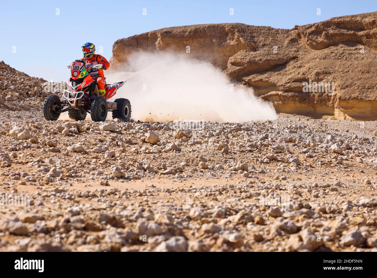 Riyad, Arabie Saoudite.06th janvier 2022.183 Medeiros Marcelo (BRA), Team Marcelo Medeiros, Yamaha YFM700R, Quad, W2RC,Action lors de la phase 5 du Dakar Rally 2022 autour de Riyad, le 6th 2022 janvier à Riyad, Arabie Saoudite - photo Julien Delfosse / DPPI Banque D'Images