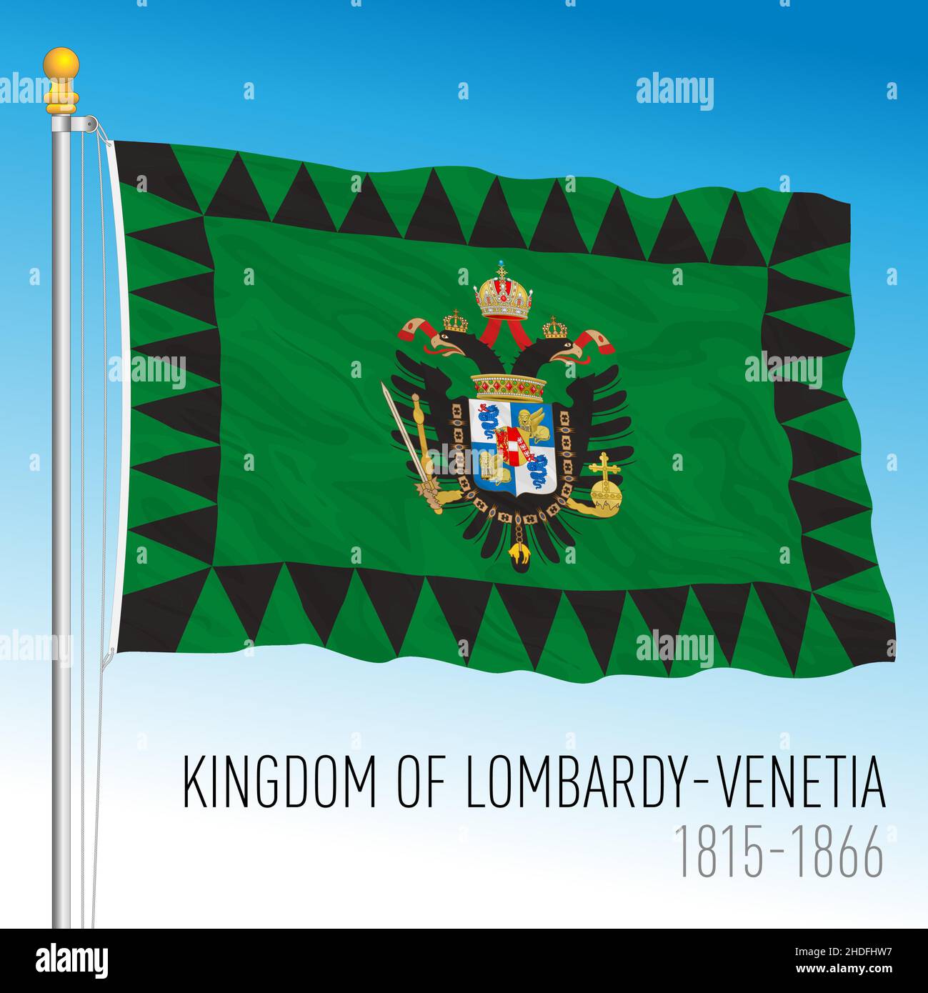Royaume de Lombardie - drapeau historique vénitien, Italie, 1815 - 1866, illustration vectorielle Illustration de Vecteur