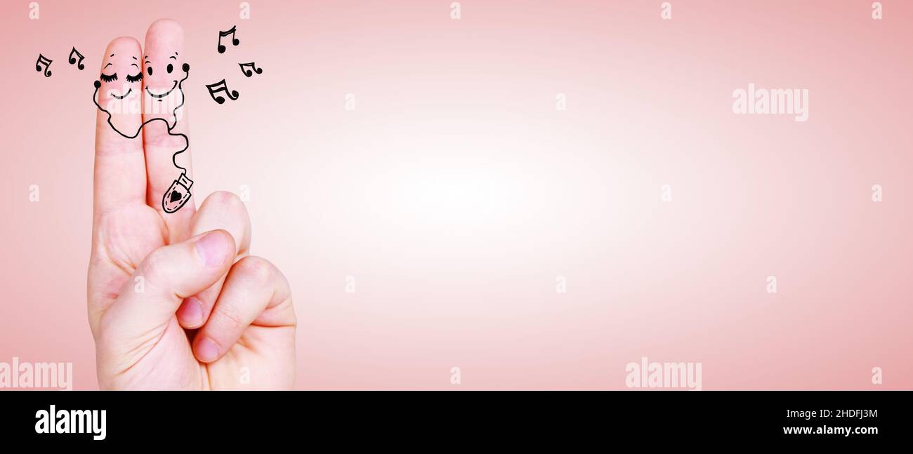 couple, ensemble, musique d'écoute, paires, togethers,écouter des musiques Banque D'Images