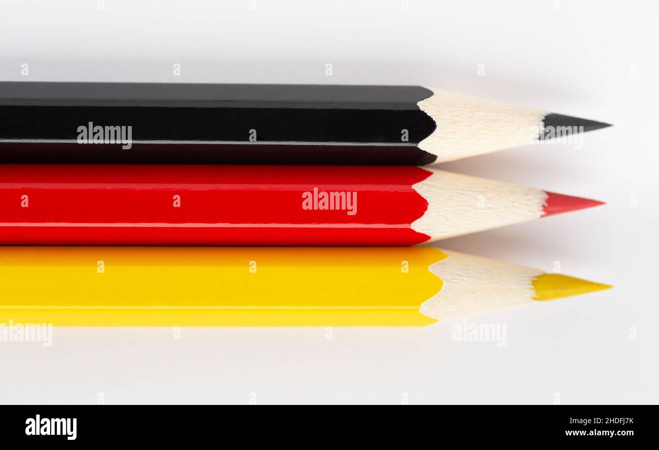 couleurs de l'allemagne, crayon, noir-rouge-jaune, drapeau allemand,  crayons Photo Stock - Alamy