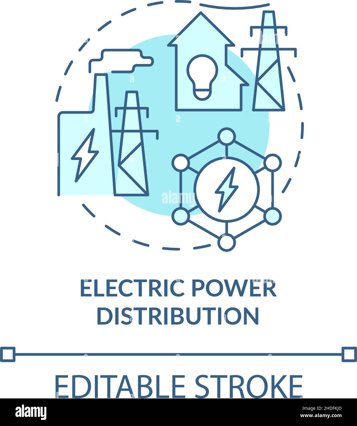 Icône de concept turquoise de la distribution électrique Illustration de Vecteur