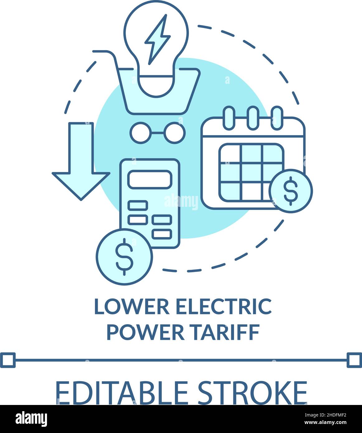 Icône de concept turquoise de tarif de puissance électrique inférieure Illustration de Vecteur